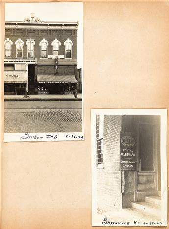 (COMMUNICATION--POSTAL TELEGRAPH) An album depicting approximately 190 Postal Telegraph-Cable Company storefronts across the Midwestern